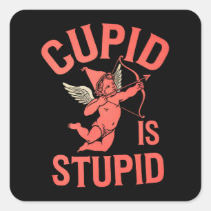 Cupido is stom grappige Valentijnsdag Vierkante Sticker