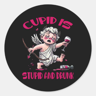 Cupido is stomdronken Anti-valentijnsdag leuk Ronde Sticker
