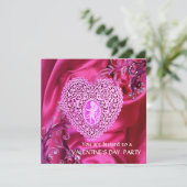 CUPIDO KANT HART OP ROZE FUCHSIA ZIJDE STOF KAART (Staand voorkant)