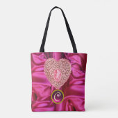 CUPIDO KANT HART ZIJDE ROZE FUCHSIA STOF MONOGRAM TOTE BAG (Achterkant)