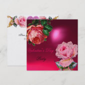 CUPIDO KANTEN HART EN ROZE ROOS VALENTIJNSE MONOGR KAART (Voorkant / Achterkant)