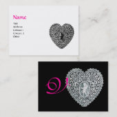CUPIDO KANTEN HART MONOGRAM ,roze, fuchsia Visitekaartje (Voorkant / Achterkant)