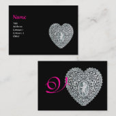 CUPIDO KANTEN HART MONOGRAM ,roze, fuchsia Visitekaartje (Voorkant / Achterkant)