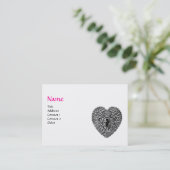 CUPIDO KANTEN HART MONOGRAMMA ,roze, fuchsia Visitekaartje (Staand voorkant)