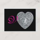 CUPIDO KANTEN HART MONOGRAMMA ,roze, fuchsia Visitekaartje (Achterkant)