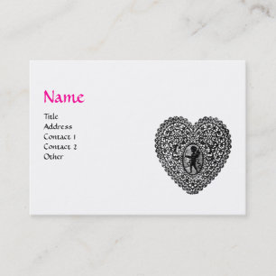 CUPIDO KANTEN HART MONOGRAMMA ,roze, fuchsia Visitekaartje