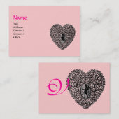 CUPIDO KANTEN HART MONOGRAMMA ,roze, fuchsia Visitekaartje (Voorkant / Achterkant)
