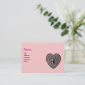 CUPIDO KANTEN HART MONOGRAMMA ,roze, fuchsia Visitekaartje (Staand voorkant)