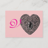 CUPIDO KANTEN HART MONOGRAMMA ,roze, fuchsia Visitekaartje (Achterkant)