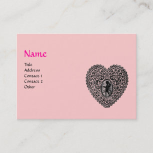 CUPIDO KANTEN HART MONOGRAMMA ,roze, fuchsia Visitekaartje