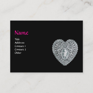 CUPIDO KANTEN HART MONOGRAMMA ,roze, fuchsia Visitekaartje