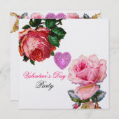 CUPIDO KANTEN HART,ROZE ROZEN VALENTIJN MONOGRAM KAART (Voorkant / Achterkant)