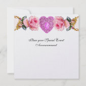 CUPIDO KANTEN HART,ROZE ROZEN VALENTIJN MONOGRAM KAART (Achterkant)