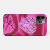 CUPIDO KANTEN HART ZIJDE ROZE FUCHSIA STOF MONOGRA Case-Mate iPhone CASE (Achterkant (horizontaal))