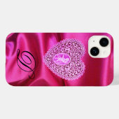 CUPIDO KANTEN HART ZIJDE ROZE FUCHSIA STOF MONOGRA Case-Mate iPhone CASE (Achterkant (horizontaal))