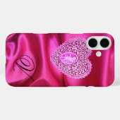 CUPIDO KANTEN HART ZIJDE ROZE FUCHSIA STOF MONOGRA Case-Mate iPhone CASE (Achterkant (horizontaal))
