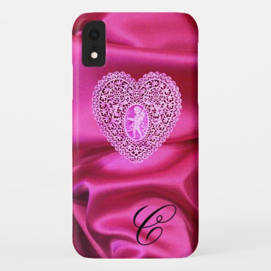 CUPIDO KANTEN HART ZIJDE ROZE FUCHSIA STOF MONOGRA Case-Mate iPhone CASE (Achterkant)
