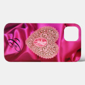 CUPIDO KANTEN HART ZIJDE ROZE FUCHSIA STOF MONOGRA Case-Mate iPhone CASE (Achterkant (horizontaal))