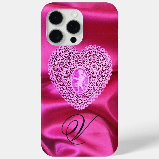 CUPIDO KANTEN HART ZIJDE ROZE FUCHSIA STOF MONOGRA Case-Mate iPhone CASE (Achterkant)