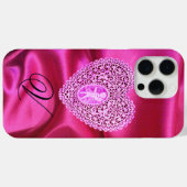 CUPIDO KANTEN HART ZIJDE ROZE FUCHSIA STOF MONOGRA Case-Mate iPhone CASE (Achterkant (horizontaal))