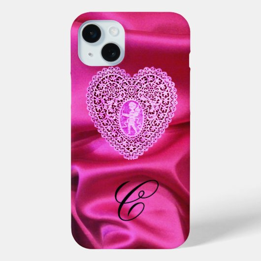 CUPIDO KANTEN HART ZIJDE ROZE FUCHSIA STOF MONOGRA Case-Mate iPhone CASE (Achterkant)