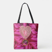 CUPIDO KANTEN HART ZIJDE ROZE FUCHSIA STOF MONOGRA TOTE BAG (Achterkant)