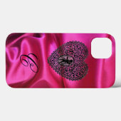 CUPIDO KANTEN HART ZIJDE ROZE STOF MONOGRAM,Zwart Case-Mate iPhone Case (Achterkant (horizontaal))