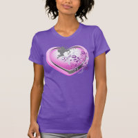 Cupido Liefde Roze Bloemen Hart Paarse T-shirt