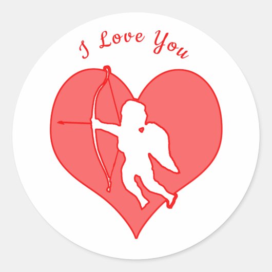 Cupido Liefde Valentijnsdag Ronde Sticker (Voorkant)