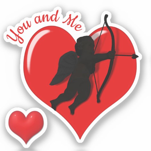 Cupido Love Valentijnsdag Sticker (Voorkant)
