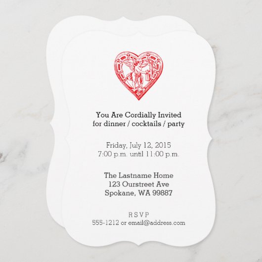 Cupido Mailing Valentijn  Hart Kaart (Voorkant / Achterkant)