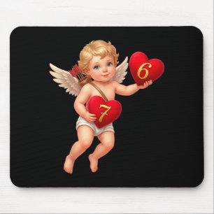 Cupido met 6 en 7 harten Valentijnsmeme Schattig Muismat
