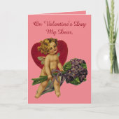  cupido met bloemetjes feestdagen kaart (Voorkant)