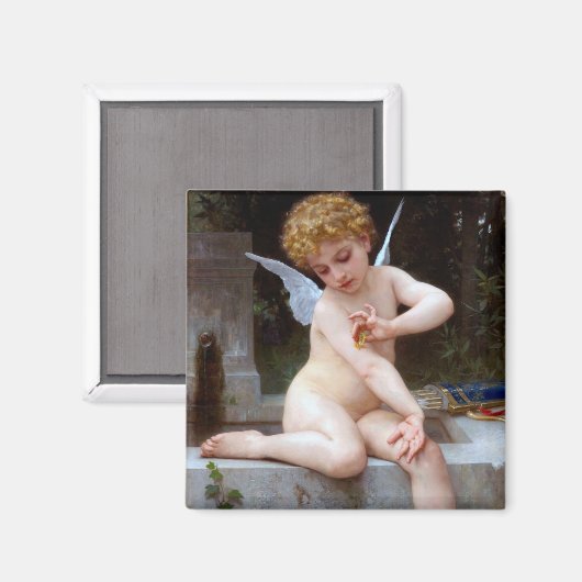 Cupido met een vlinder, Bouguereau Magneet (Voorkant / Achterkant)