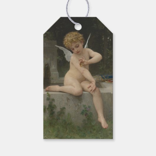 Cupido met een vlinder (door Bouguereau) Cadeaulabel (Voorkant)