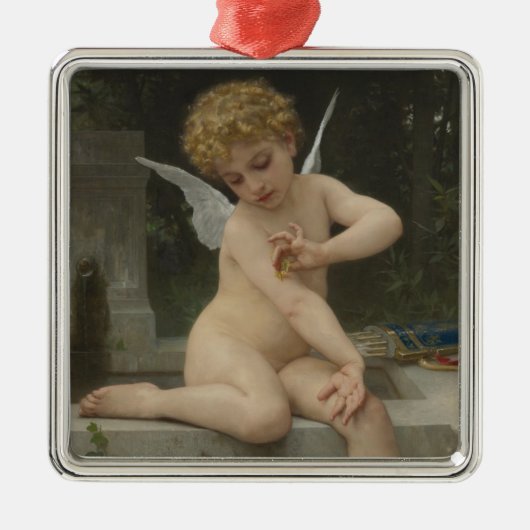 Cupido met een vlinder (door Bouguereau) Metalen Ornament (Voorkant)