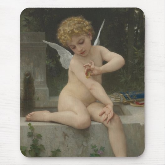 Cupido met een vlinder (door Bouguereau) Muismat (Voorkant)