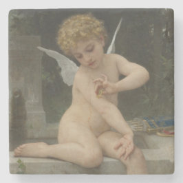 Cupido met een vlinder (door Bouguereau) Stenen Onderzetter