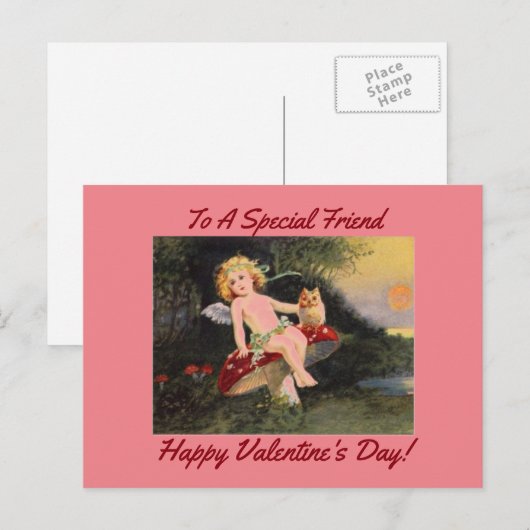 Cupido met Uil Feestdagenkaart (Voorkant / Achterkant)