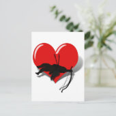 Cupido neer op zijn geluk briefkaart (Staand voorkant)