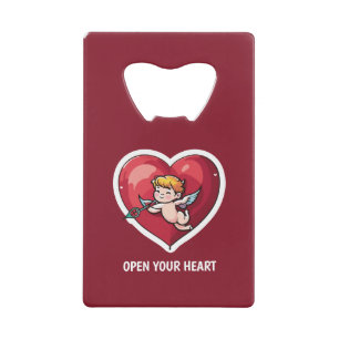 Cupido op Rode Hart Creditkaart Flessenopener