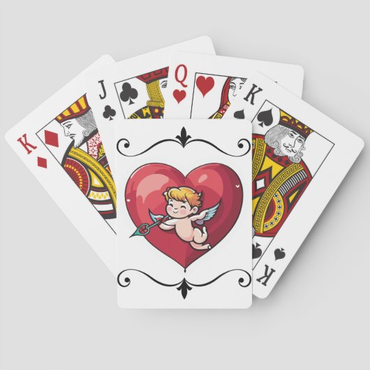 Cupido op Rode Hart Pokerkaarten (Achterkant)