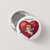 Cupido op Rode Hart Ronde Button 3,2 Cm (Voorkant /achterkant)