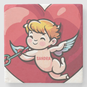 Cupido op Rode Hart Stenen Onderzetter
