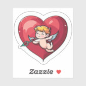 Cupido op Rode Hart Sticker (Vel)