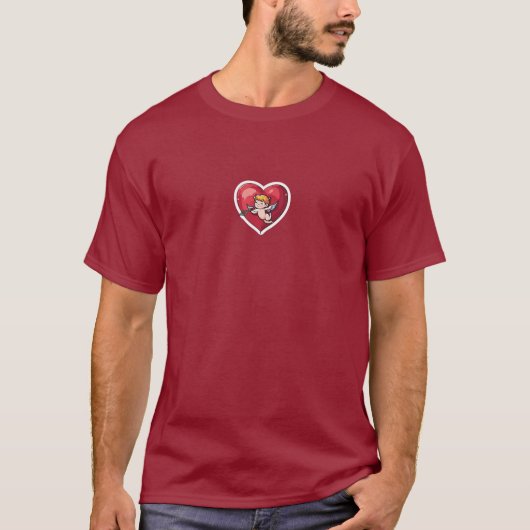 Cupido op Rode Hart T-shirt (Voorkant)