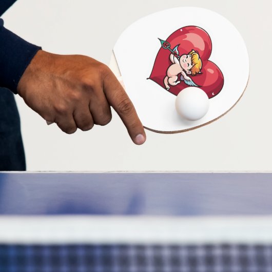 Cupido op Rode Hart Tafeltennisbatje (Insitu)