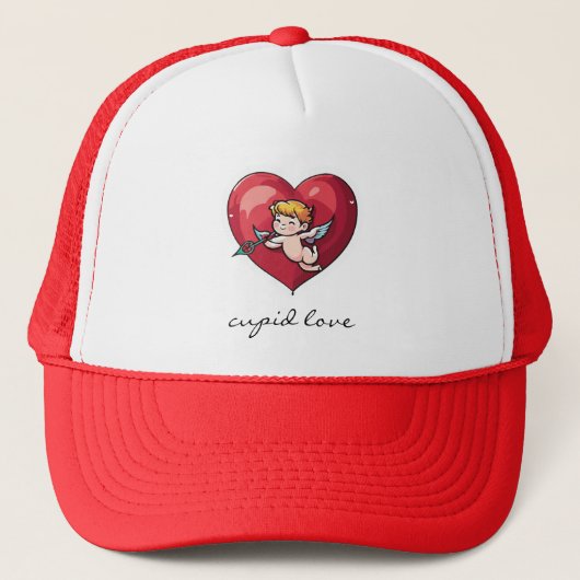 Cupido op Rode Hart Trucker Pet (Voorkant)