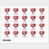 Cupido op Rode Hart Vierkante Sticker (Vel)