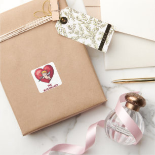 Cupido op Rode Hart Vierkante Sticker